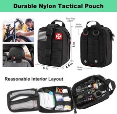 256-Piece Survival Kit & First Aid Gear in Durable Molle Pouch for Outdoor Sa…