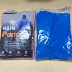 Emergency Hooded Poncho Rain Coat Waterproof CHOOSE Your Color Pink, Blue, Black