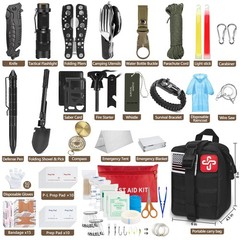 238Pcs Emergency Survival Kit and First Aid Large, B-Black(Included Shovel)