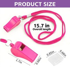 Guokoo Whistle for Coaches – Pink Plastic Whistles, with Lanyard and