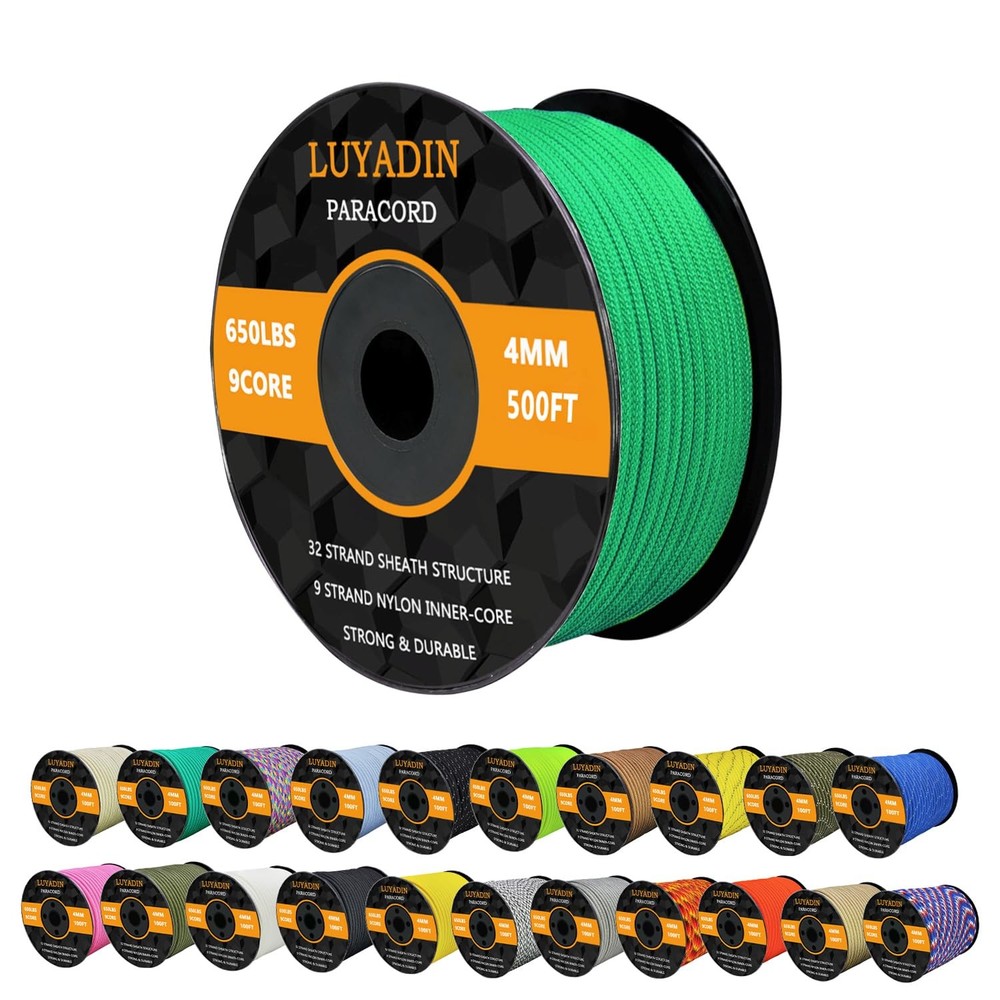 Paracord 650lb – 9 Strand Parachute Spool Cord – 40+ Colors-100ft 200ft 500ft…