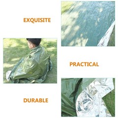 3Pcs Thermal Survival Blanket Outdoor Camping Waterproof Olive Green Covering