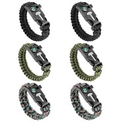 6 Pack Survival Bracelet 5in1 – Paracord Bracelet with Compass, Whistle, Ignition Sta…
