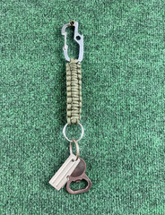 Green Paracord Keychain Lanyard with Carabiner & Can & Bottle Opener 4 in
