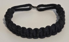 Small Black Paracord Bracelet – 7.5″ Long w/Single Metal Hook for Closure