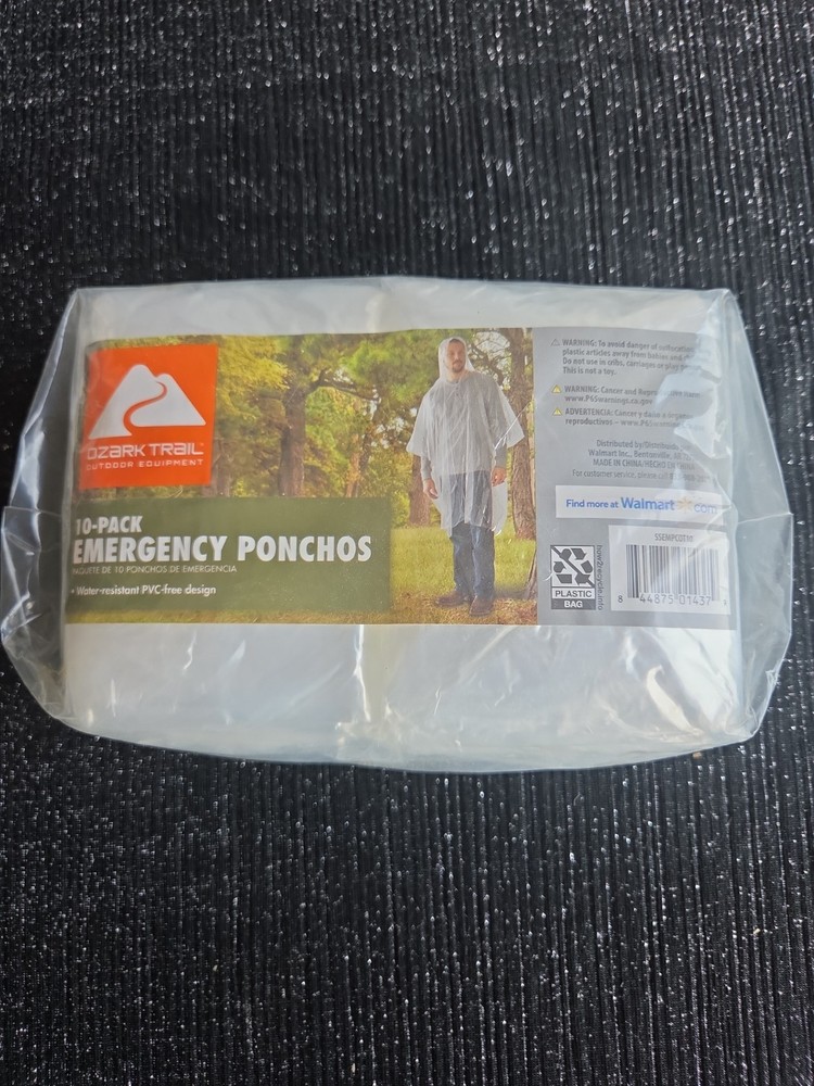Ozark Trail 10-pack Emergency Ponchos clear PVC-free