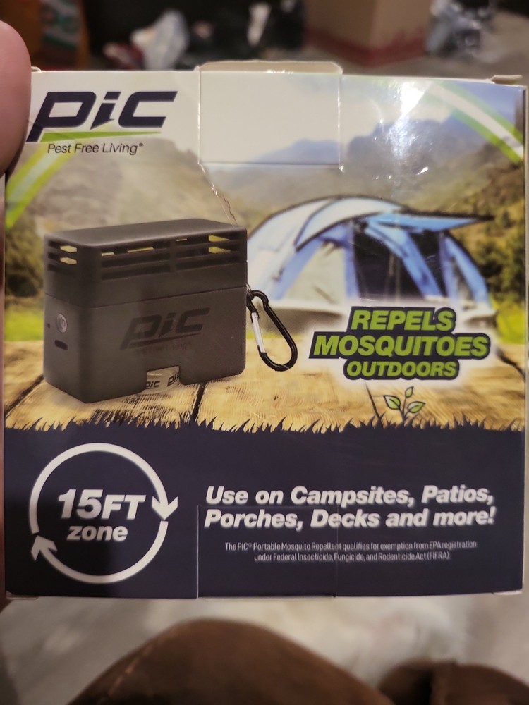 PIC PORTABLE MOSQUITO REPELLENT 60 HOUR 15FT ZONE NEW