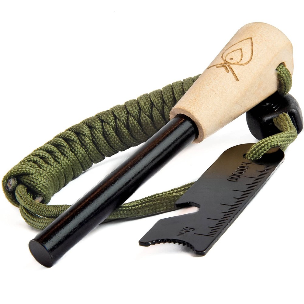 Texas Bushcraft Fire Starter – 3/8 Thick Ferro Rod with Striker and Paracord …