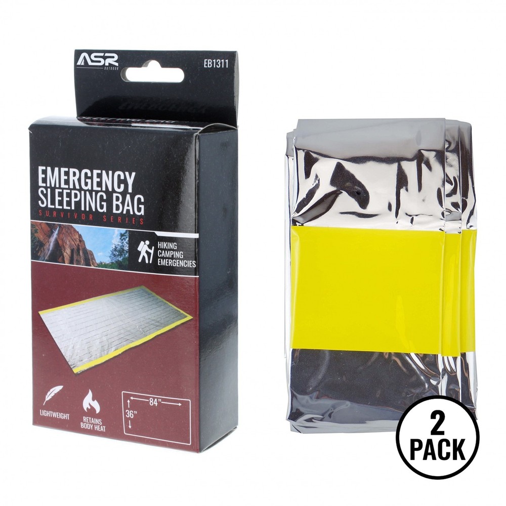 2 Pack Emergency Sleeping Bag Mylar Insulated Heat Light Weight 84×36 Inch