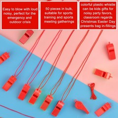 200 Pieces Plastic Whistles with Lanyard Loud Whistles In Bulk for School Tra…