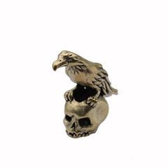 Raven Skull Brass Knife Bead Crow EDC DIY Paracord Woven Bracelet Lanyard Black