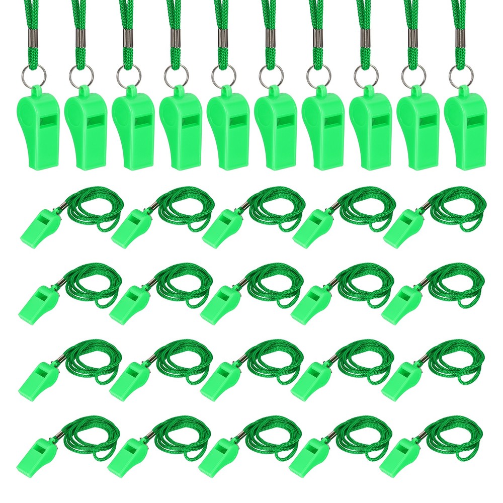 Plastic Whistles with Lanyard, 36 Pcs&Green-Fitting for (Coaches/Referee)