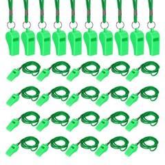 Plastic Whistles with Lanyard, 36 Pcs&Green-Fitting for (Coaches/Referee)