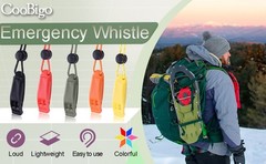 CooBigo 4Pcs Emergency Whistles, Loud Shrill Safety Whistle with Reflective