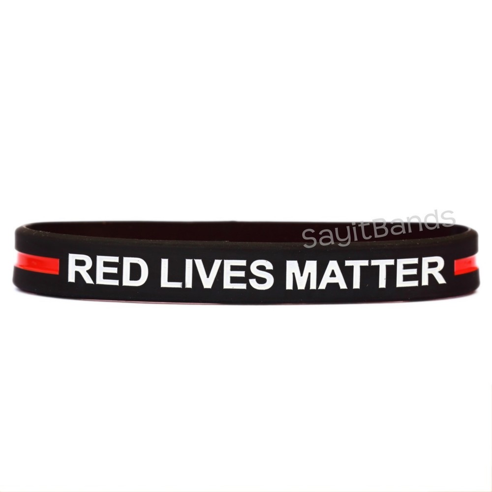 Set of Red Lives Matter Wristbands, Thin RED Line Bracelet Lot Wholesale Bands
