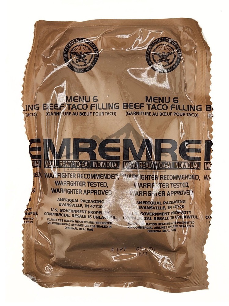 Beef Taco – Menu 6 – 2026 Inspection Date – Meals Ready To Eat US Military MREs