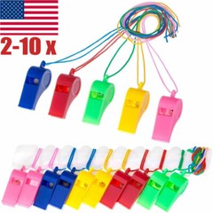 Plastic Whistles, Loud Crisp Sound Whistle, Sports Whistle Bulk with Lanyard US