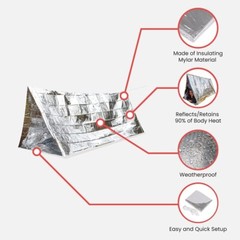 Ever Ready First Aid Emergency Mylar Thermal Survival Camping Tent for 2 Adults
