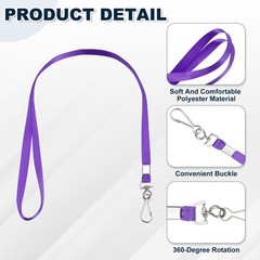 25Pcs 17.3″ Nylon Flat Lanyard with Clasp for Keys, Purple