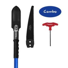 Zubin Survival hiking *BLUE * anodized Alum. 52 » staff with STEEL SHOVEL & SAW