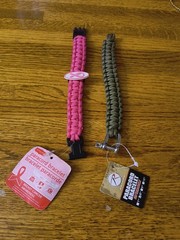 Survival Bracelet Bundle: Rothco Shackle & Breast Cancer Awareness Paracord