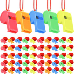 144Pcs Plastic Whistles, Loud Crisp Sound Whistle, Sports Whistle Bulk with Lany