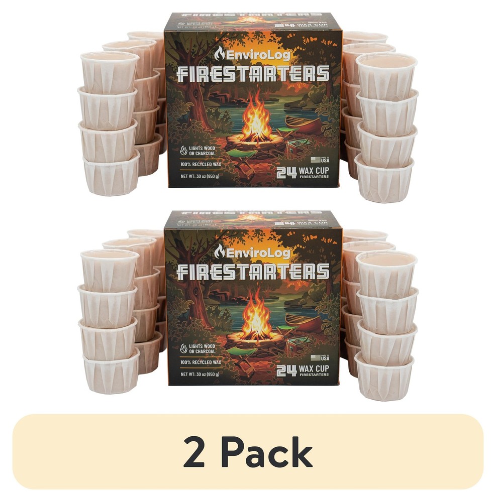 (2 Pack) Envirolog Fire Starters, 24 Ct, for Indoor and Outdoor Use 20 Min Burn