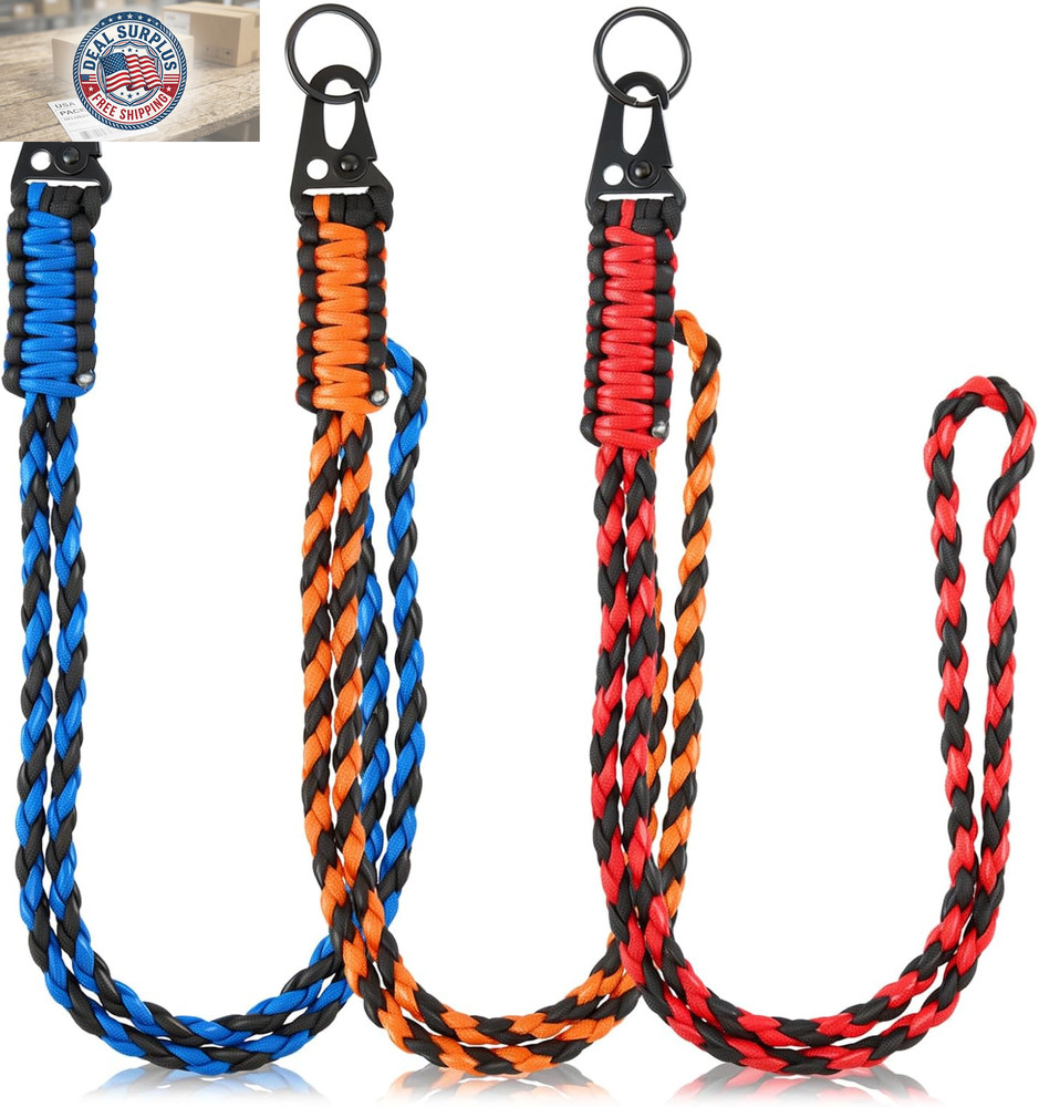 3 Pieces Heavy Duty Paracord Lanyard Braided Keychains | Keychain Lanyard with C