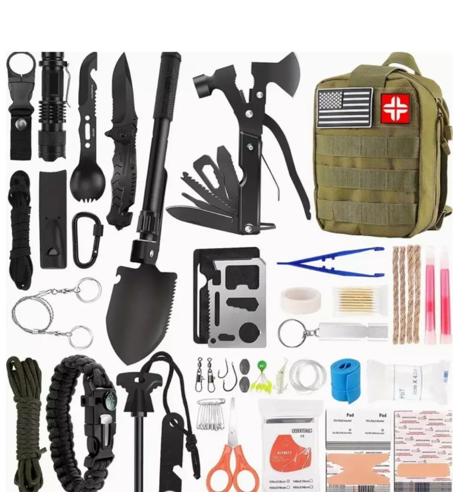 142 Pc Pro Green Survival Kit First Aid Kit Emergency Bug Out Bag Camping Go Bag
