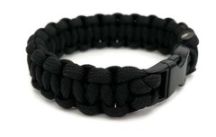 Paracord Bracelet 550 Black Tactical 3/8″ Buckle (Black) Hand Made