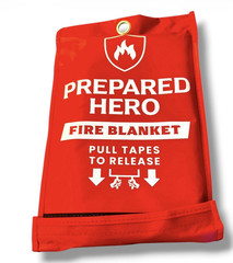 Prepared Hero Fire Blanket 100x100cm Red Woven Fiberglass Fire-Retardant