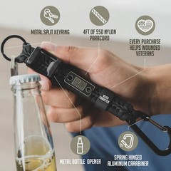 Hero Company Never Forgotten Black Tactical Paracord Keychain w/ Bottle Opener