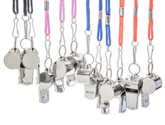 12 Metal Whistles with 38″ Nylon Lanyard Coaches & Emergency Survival Kits 120db