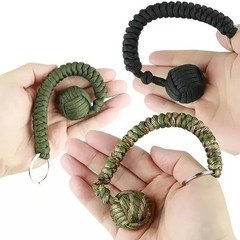 Paracord Keychain Steel Ball Outdoor Survival Camping EDC Lanyard Tool