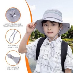 Kids Mosquito Head Net Hat – Bug Cap UPF 50+ Sun Protection for Light Grey 01