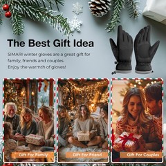 SIMARI Winter Waterproof Warm Gloves Women Men with Touchscreen Large, Black