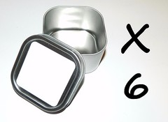 6 X 8-oz Square Blank White Label Slip On Lid Metal Tin Can Container Crafts Box