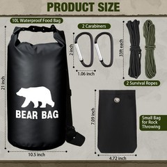 Foilswirl Bear Bag Food Storage System for Camping,10 L,Black