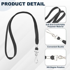 25Pcs 17.3″ Polyester Flat Lanyard with Clasp for Keys, Black