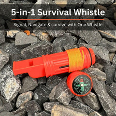 5 in 1 Survival Whistle. Compass, Whistle, Water-Resistant Container, Signal Mir