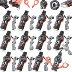 12 Pack Emergency Survival Whistle with Compass & Lanyard – Outdoor Safety Tool