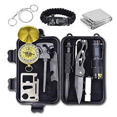 Emergency Survival Kit, 12 in 1 Outdoor Survival Gear Lifesaving Tools
