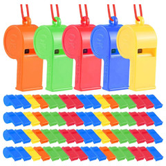 72Pcs Plastic Whistles Bulk Training Sports Loud Toys Whistles with Lanyard