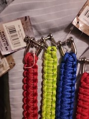 4 MILTECH PARACORD BRACELET. RED, BLUE, NEON. 1XL, 1 LARGE, 1 MEDIUM, 1 SMALL