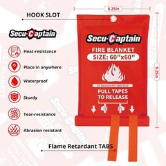 SecuCaptain Emergency Fire Blanket for Home – 60″x60″ 60"x60", Red