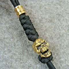 Handmade 550 Paracord Knife Lanyard With Brass Skull Bead / Knife Lanyard Bead