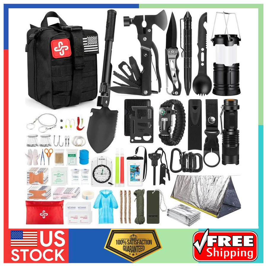 250Pcs Survival Kit First Aid Kit with Emergency Tent Molle Bag for Camping Gear