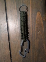 Green Paracord Keychain Lanyard Carabiner Flathead Screwdriver, 7mm Hex Head