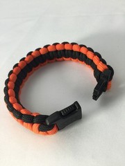 Paracord Survival Bracelet Orange & Black Double Core Cobra Weave 8.75″ Open