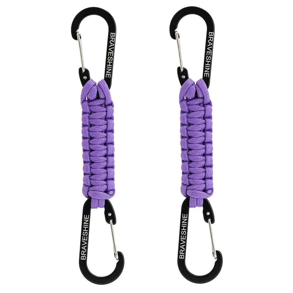 BRAVESHINE 2 Pack Purple Paracord Keychain Hook 7.3 Inch Long,